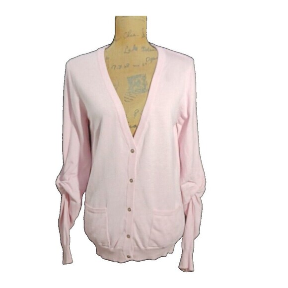 Sundance Sweaters - Sundance Cardigan MED Pastel Pink Merino Wool Long Sl Pocket Lightweight Sweater